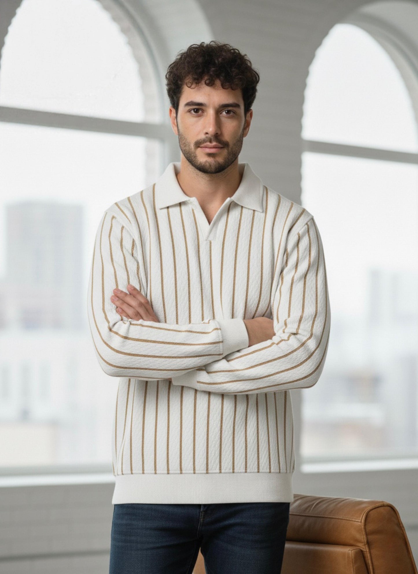 Men’s Short Sleeve Textured Camp Collar Button-Down Shirt