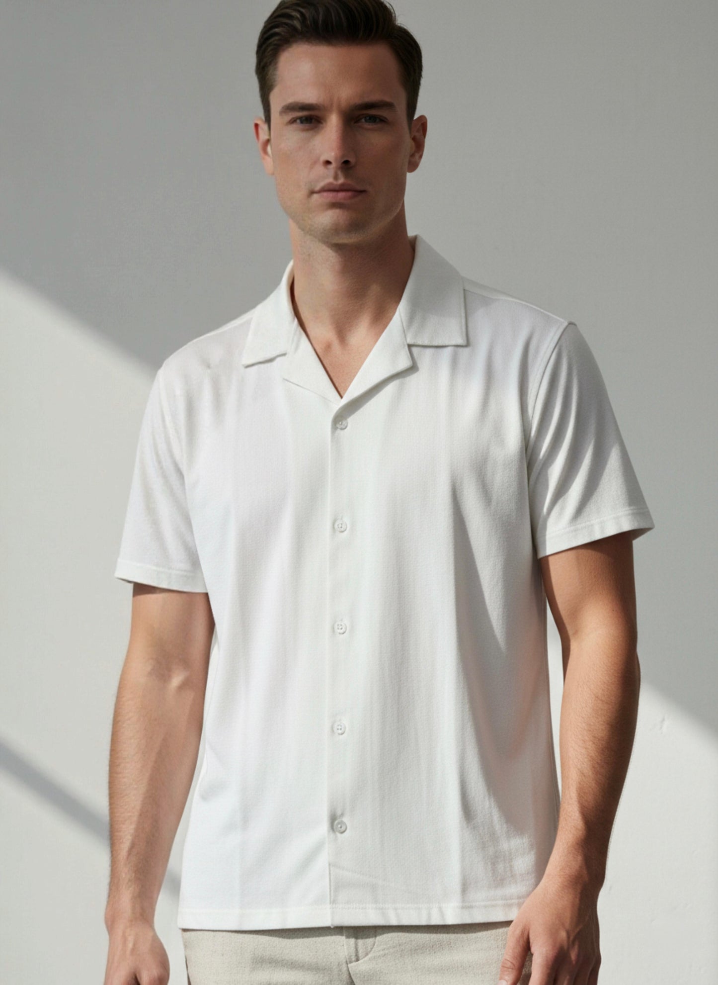 Men's Premium Short Sleeve Camp Collar Button-Down Shirt CL-002