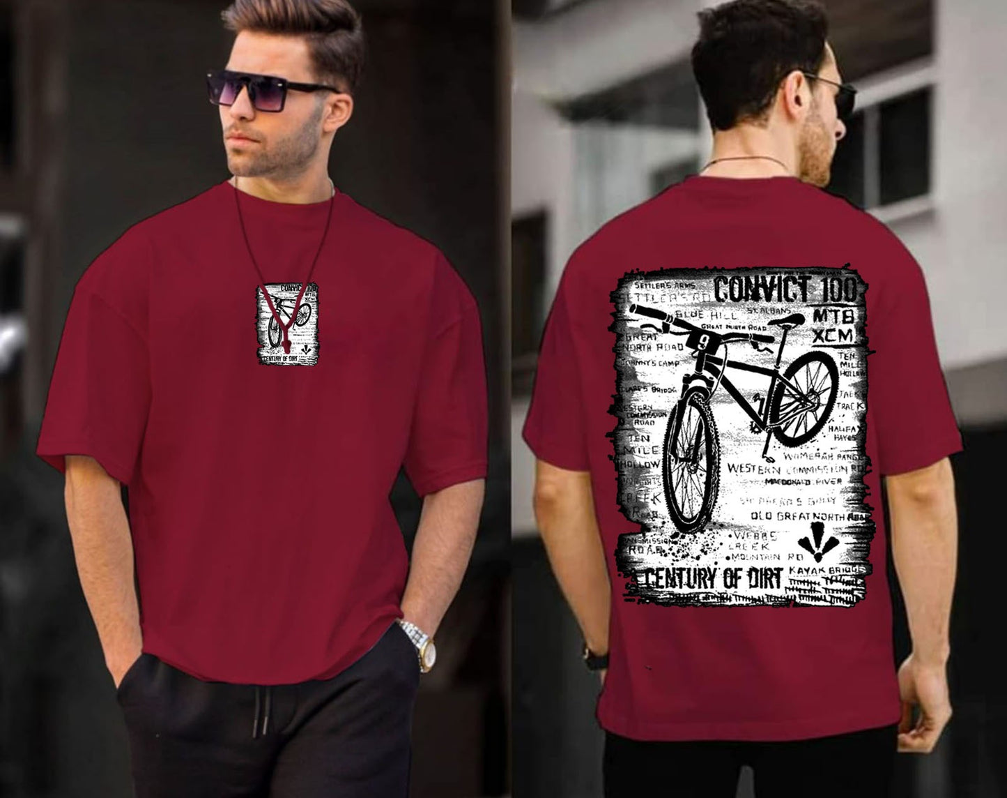 Convict 100 "Century of Dirt" Oversized Graphic T-Shirt - MTB Inspired Streetwear