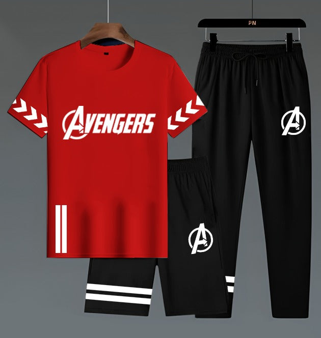 Avengers Edition Men’s 3-Piece Activewear Set – Premium T-Shirt,  & Shorts Combo