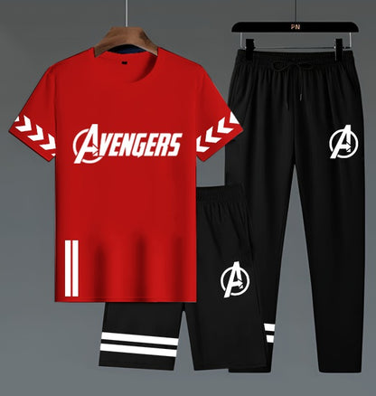Avengers Edition Men’s 3-Piece Activewear Set – Premium T-Shirt,  & Shorts Combo