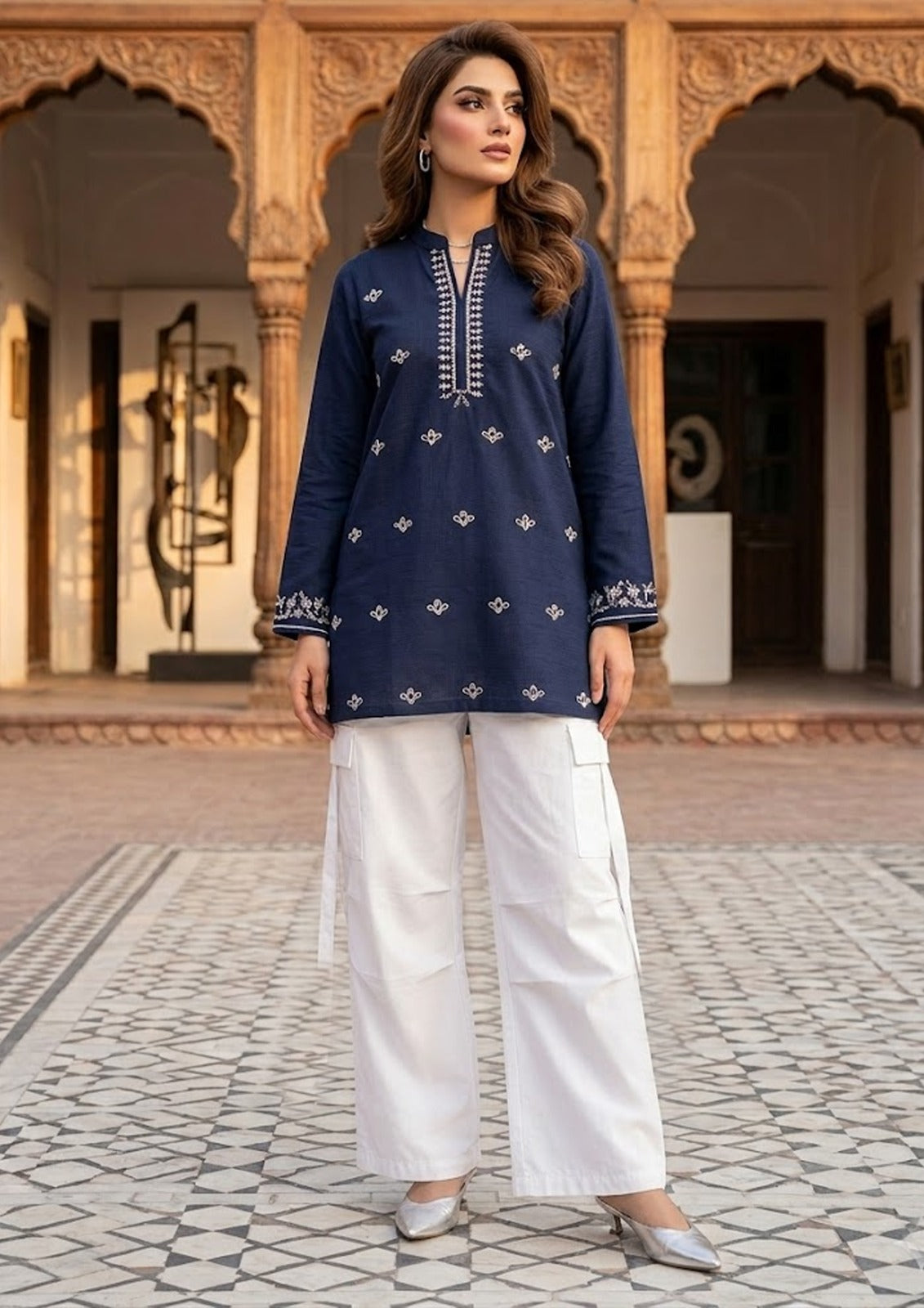 Product Title: The "Zuna" Embroidered Linen Tunic Collection