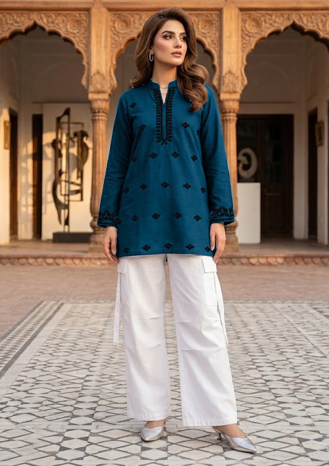 Product Title: The "Zuna" Embroidered Linen Tunic Collection