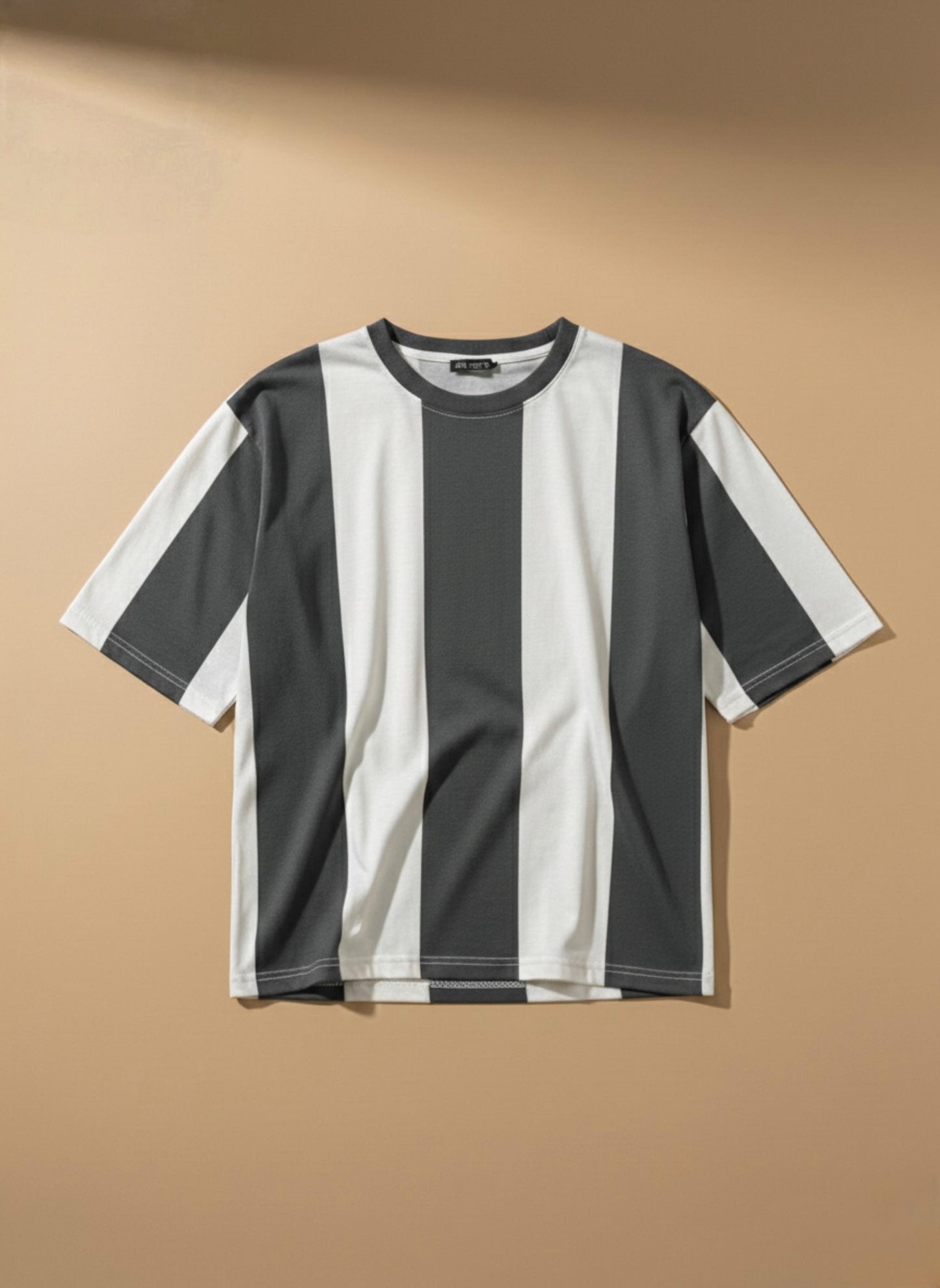 Men’s Bold Vertical Stripe Oversized Crewneck T-Shirt CL-003