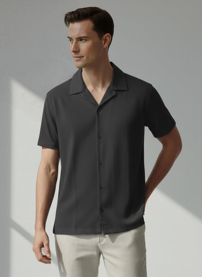 Men's Premium Short Sleeve Camp Collar Button-Down Shirt CL-002