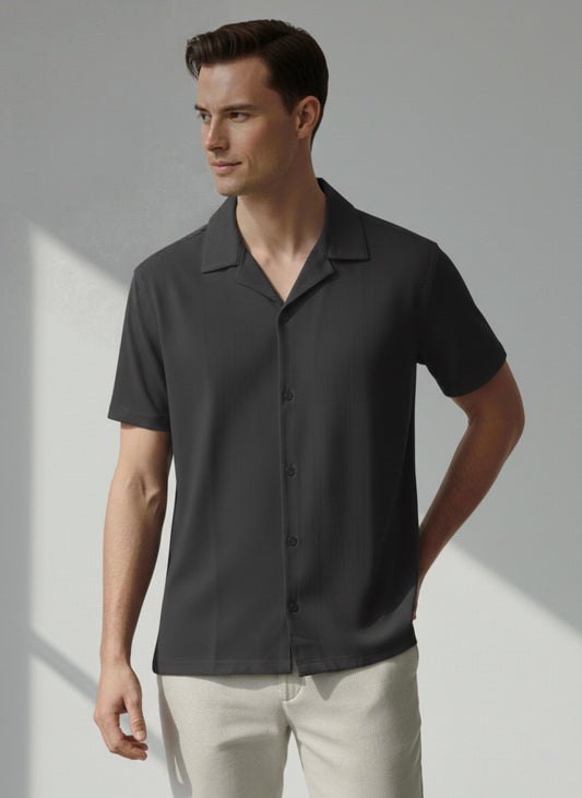 Men's Premium Short Sleeve Camp Collar Button-Down Shirt CL-002