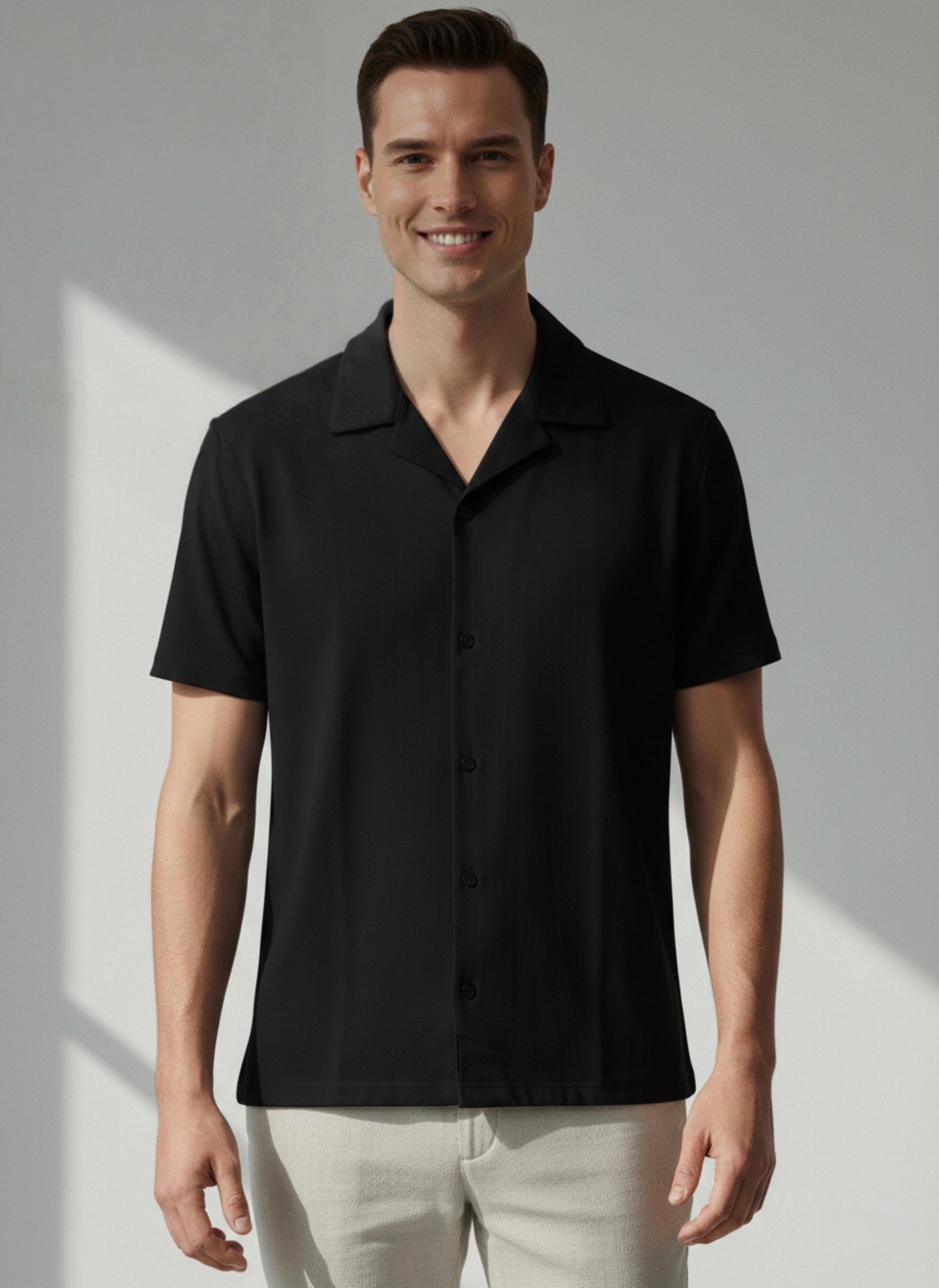 Men's Premium Short Sleeve Camp Collar Button-Down Shirt CL-002