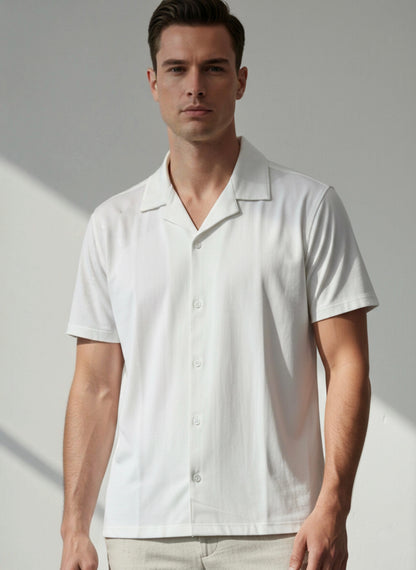 Men's Premium Short Sleeve Camp Collar Button-Down Shirt CL-002