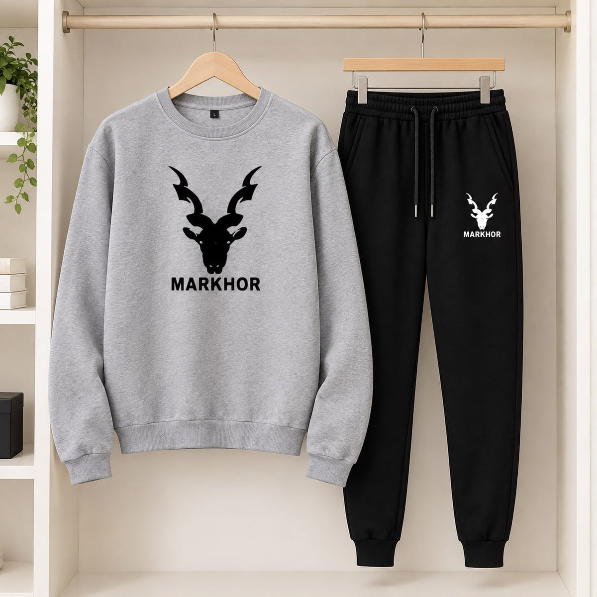 Trendy Two Piece Markhor Printed Fleece Tracksuit BB-002