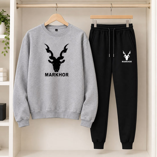 Trendy Two Piece Markhor Printed Fleece Tracksuit BB-002